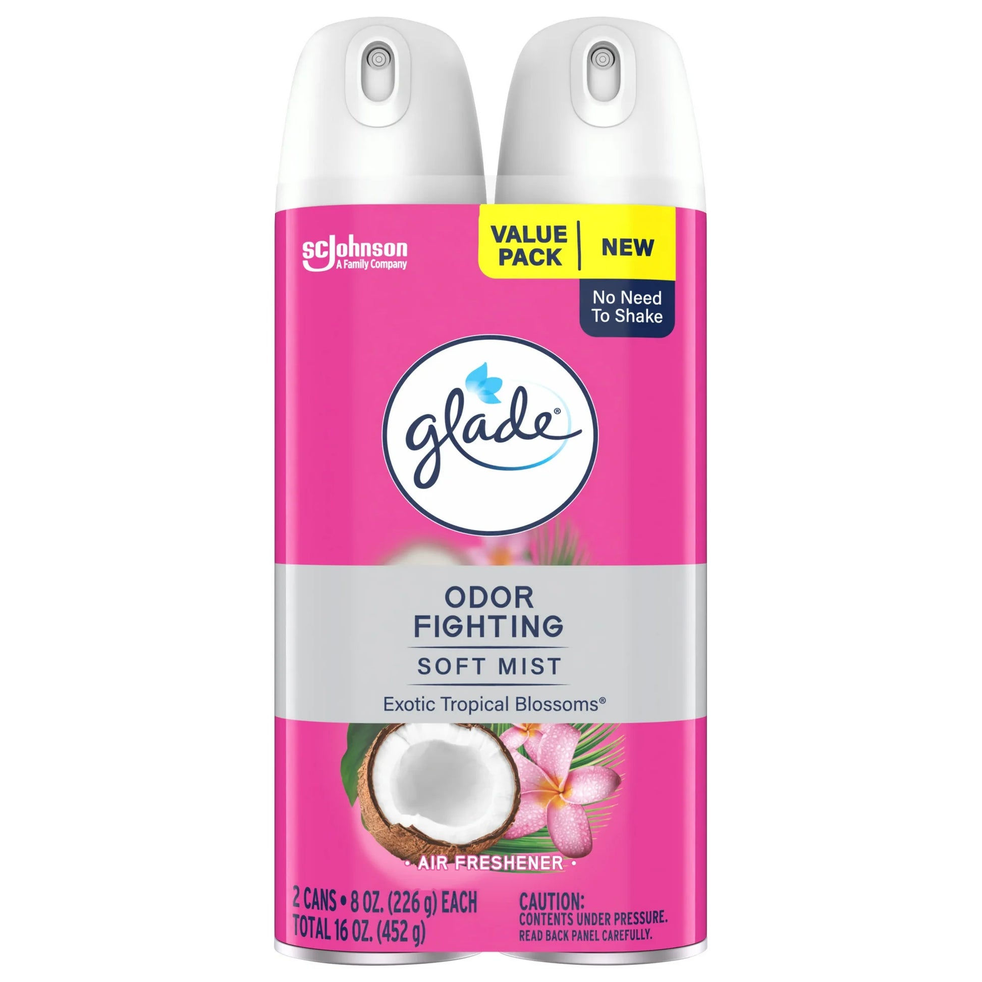 Glade Odor Fighting Soft Mist Air Freshener Room Spray, Exotic Tropical Blossoms, 2 pk./16 oz