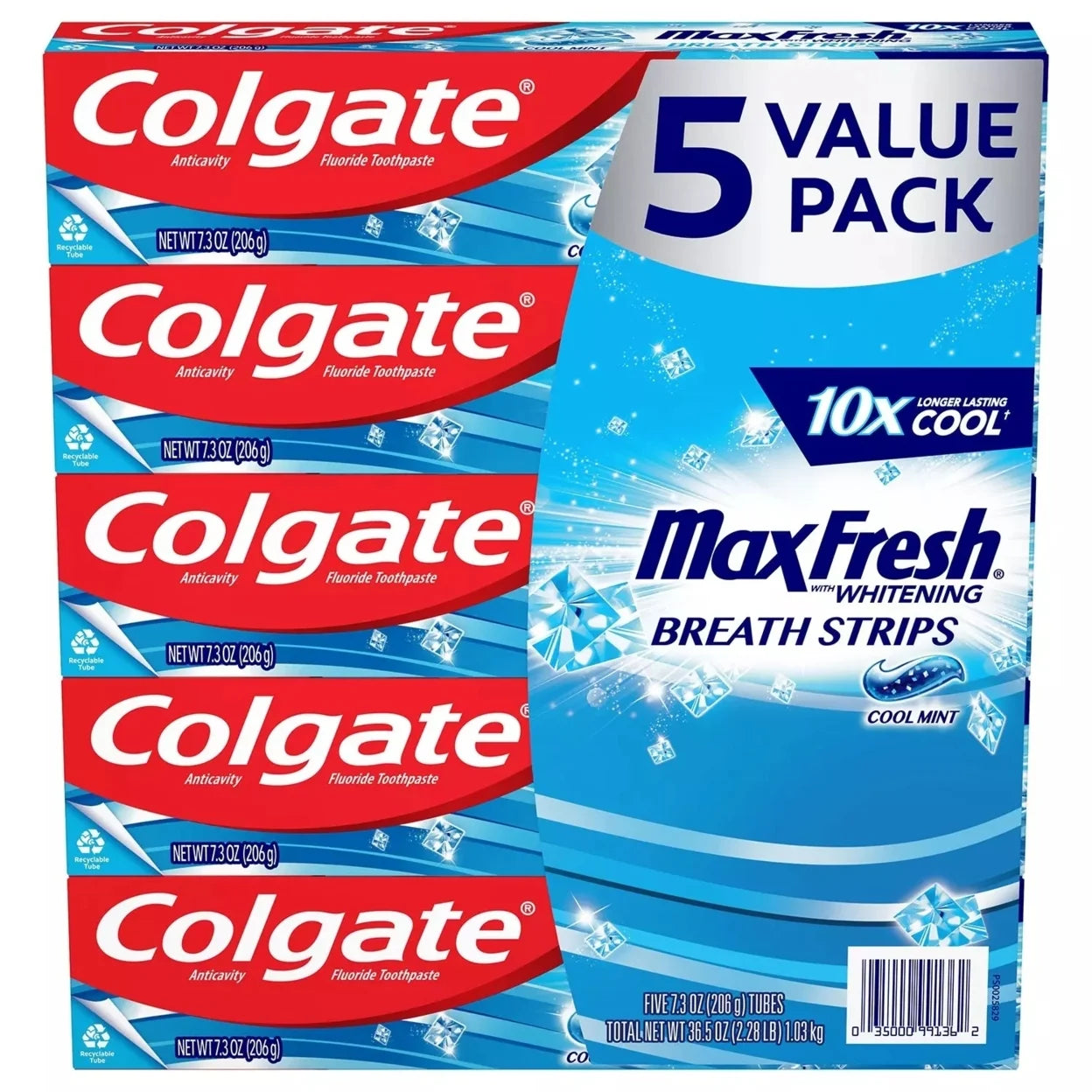 Colgate MaxFresh Cool Mint Toothpaste, 5 pk./7.3 oz.