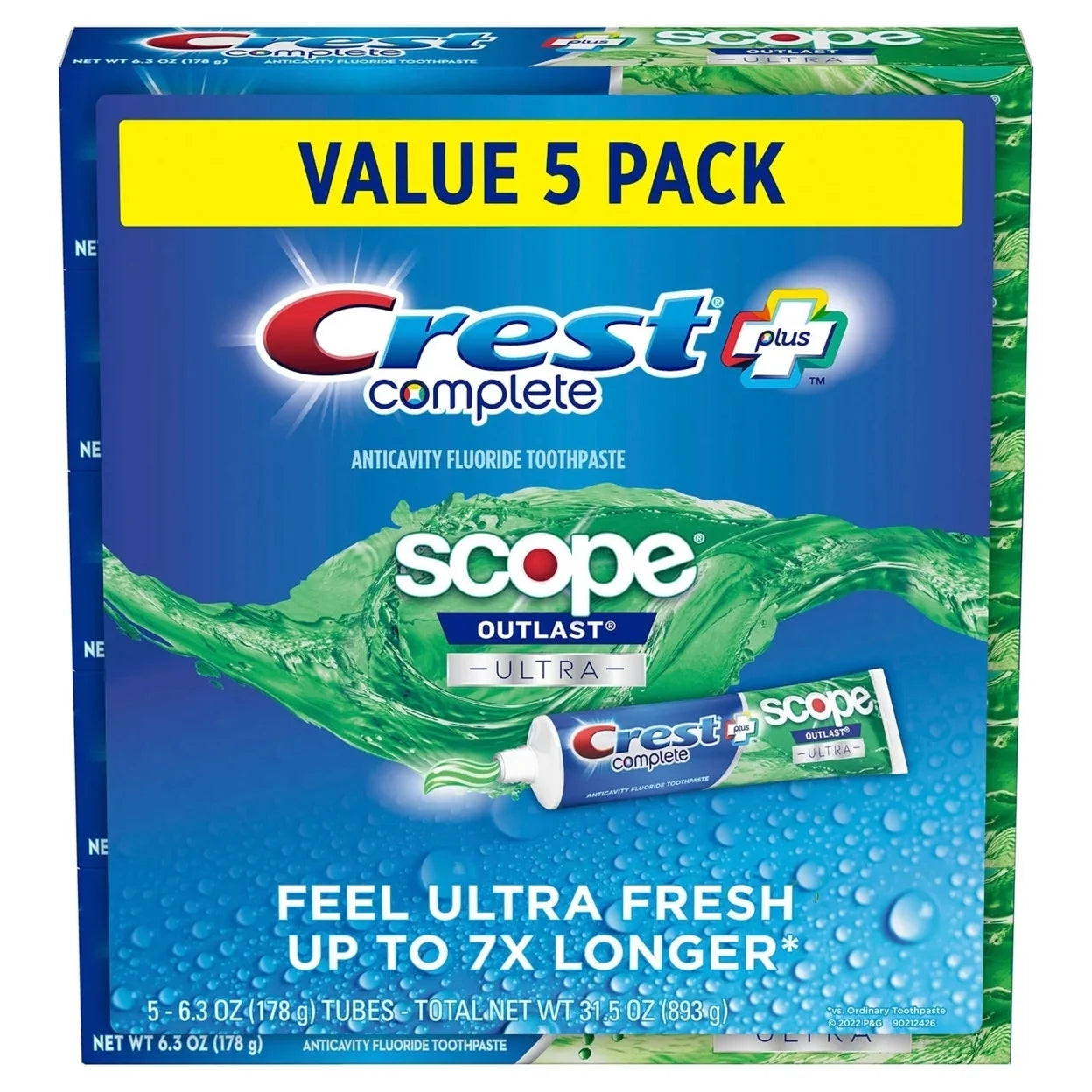 Crest Complete + Scope Outlast Ultra Toothpaste 6.3 oz./5 pk.