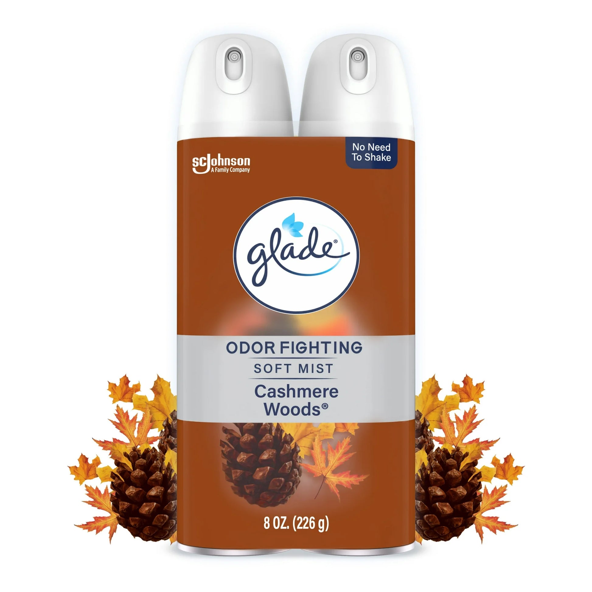Glade Odor Fighting Soft Mist Air Freshener Room Spray, Cashmere Woods, 2 pk./16 oz
