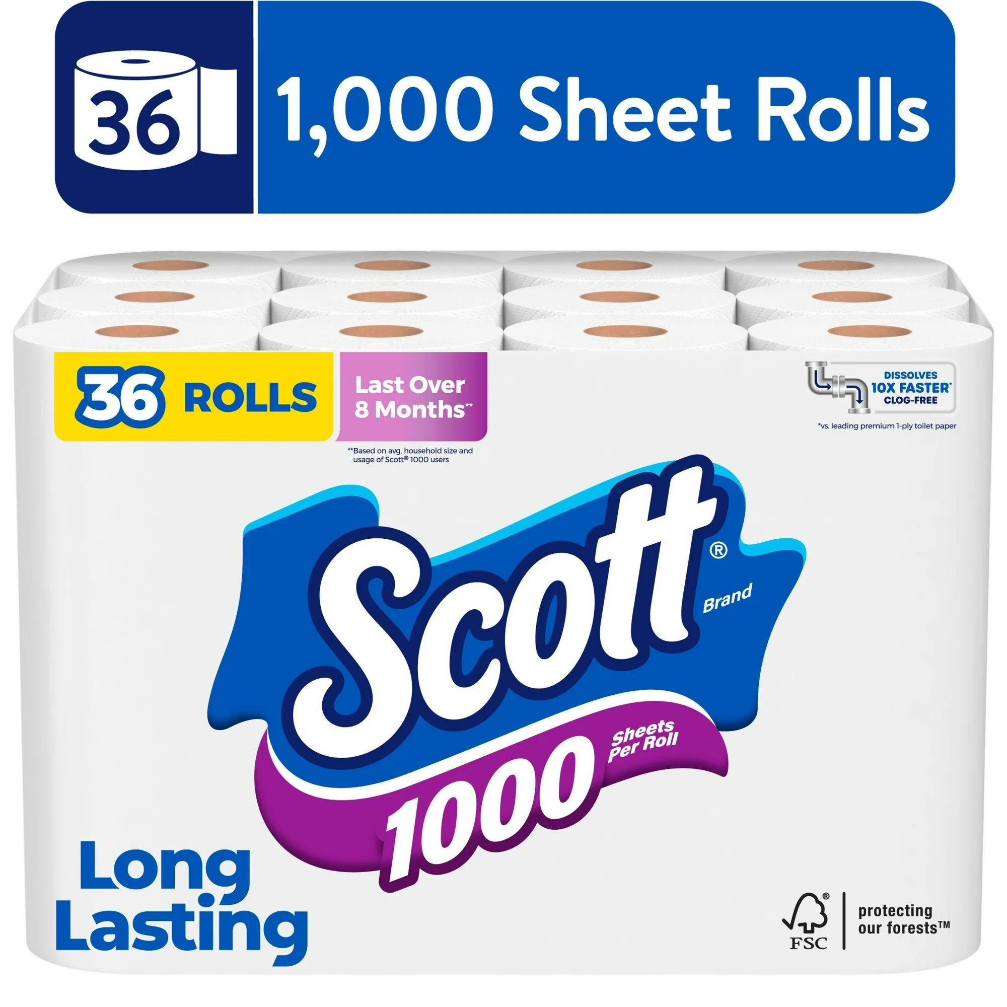 Scott Toilet Paper, 36 Rolls, 1,000 Sheets per Roll