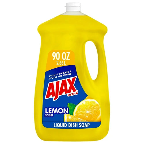 Ajax Ultra Triple Action Dishwashing Liquid Dish Soap, Lemon Scent, 90 fl. oz