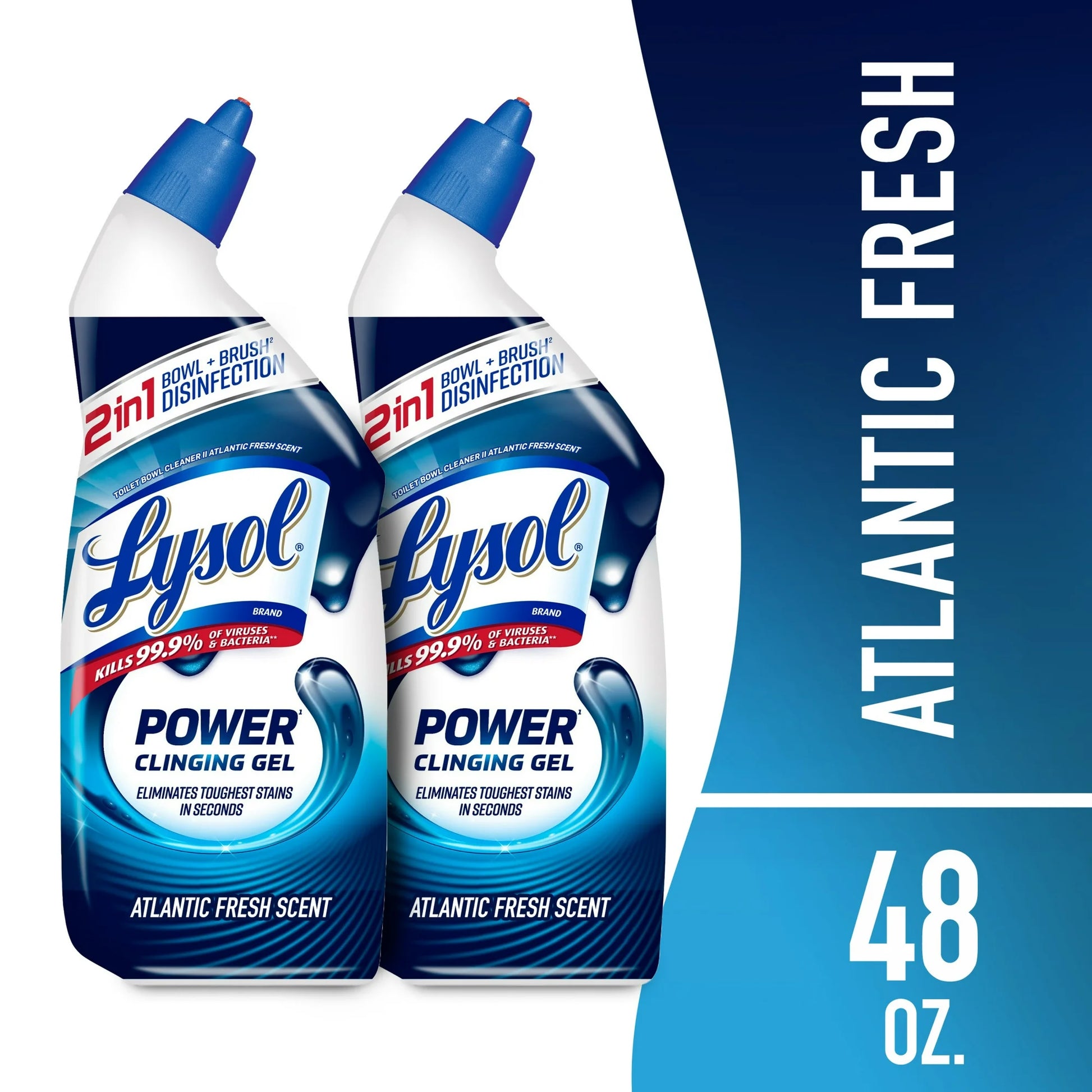 Lysol Power Toilet Bowl Cleaner, 10X Cleaning Power, Atlantic Fresh, 2 pk./24 oz