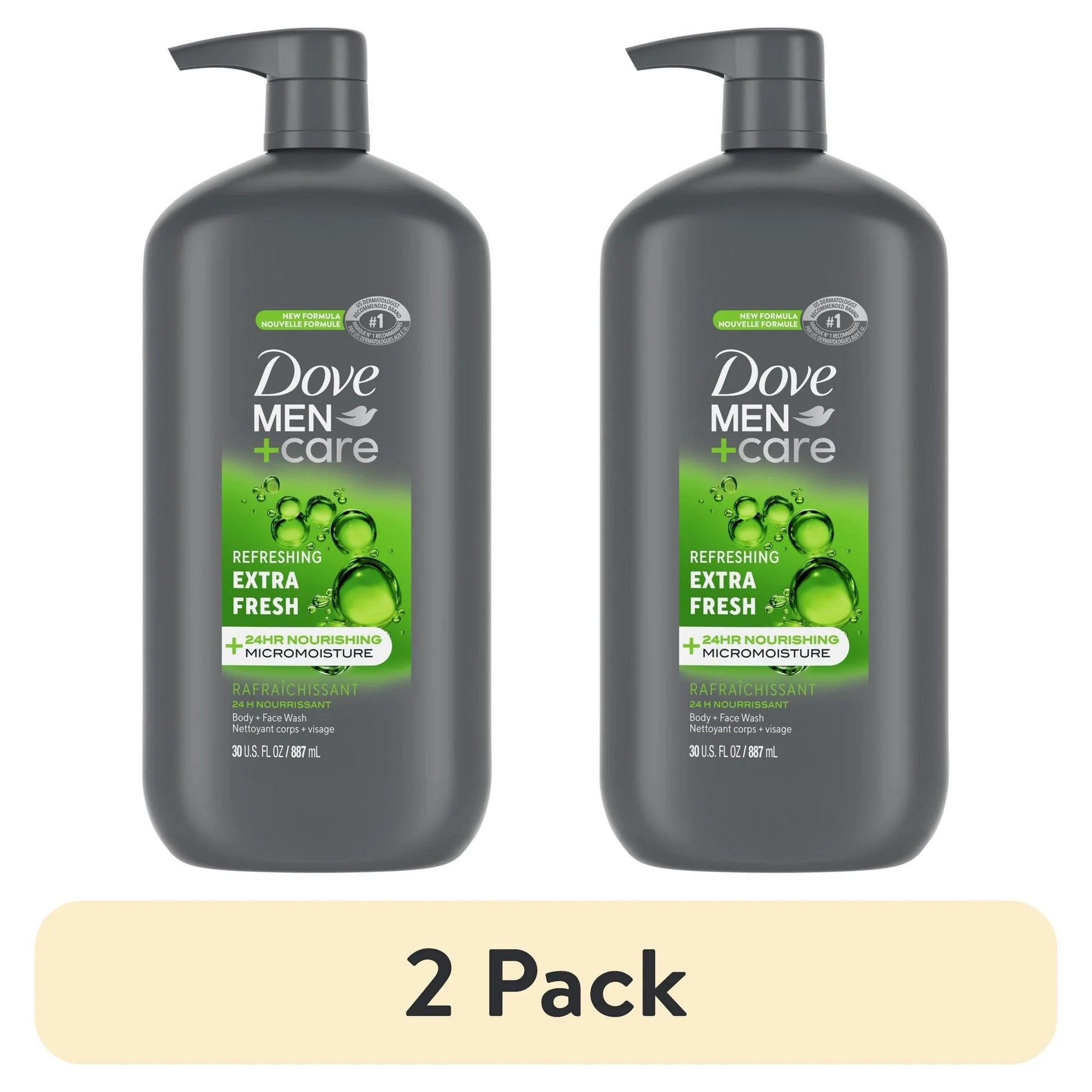 Dove Men+Care, Body + Face Wash, Refreshing Extra Fresh, 2 pk./30 fl. oz.