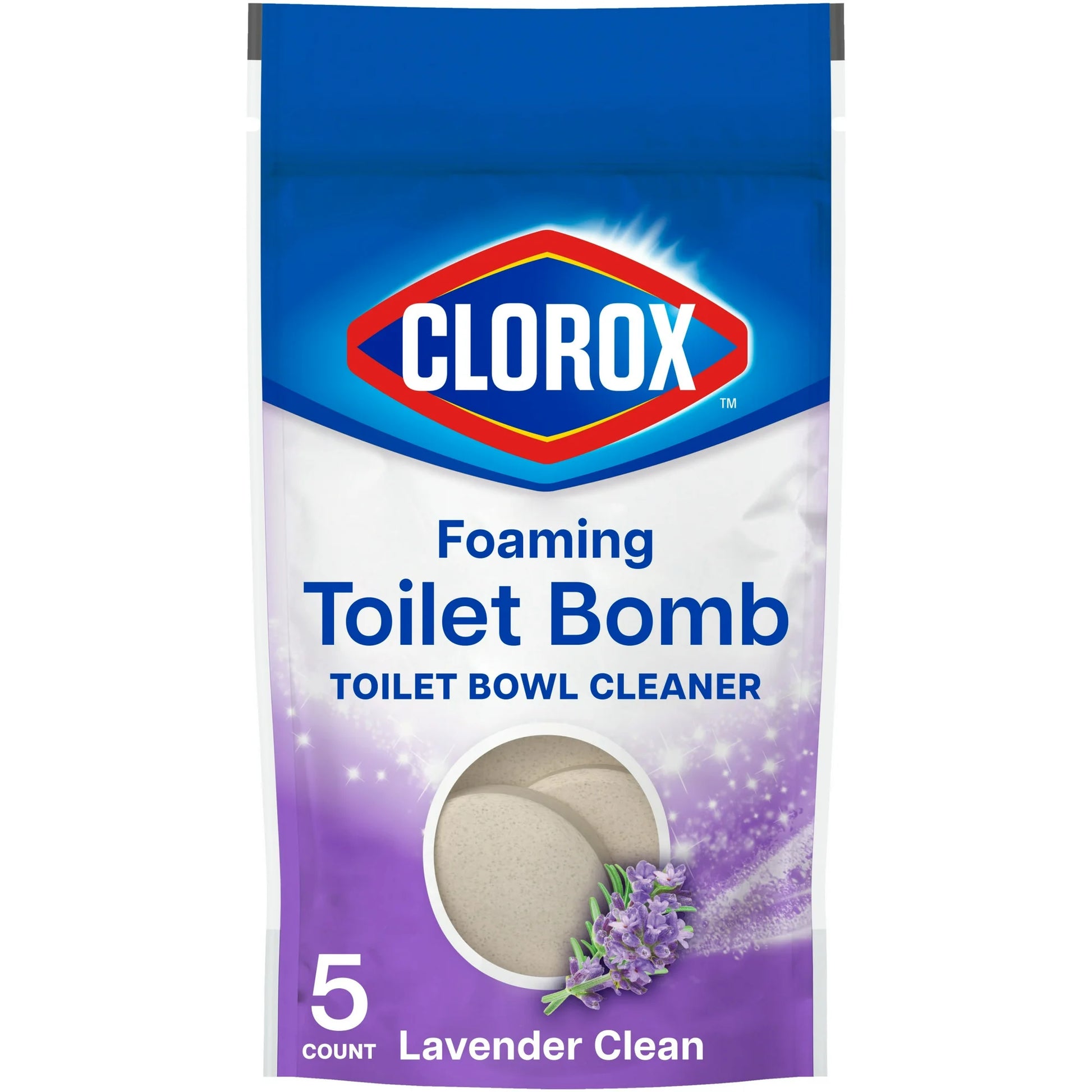 Clorox Lavender Clean Foaming Toilet Bomb Toilet Bowl Cleaner, 5ct