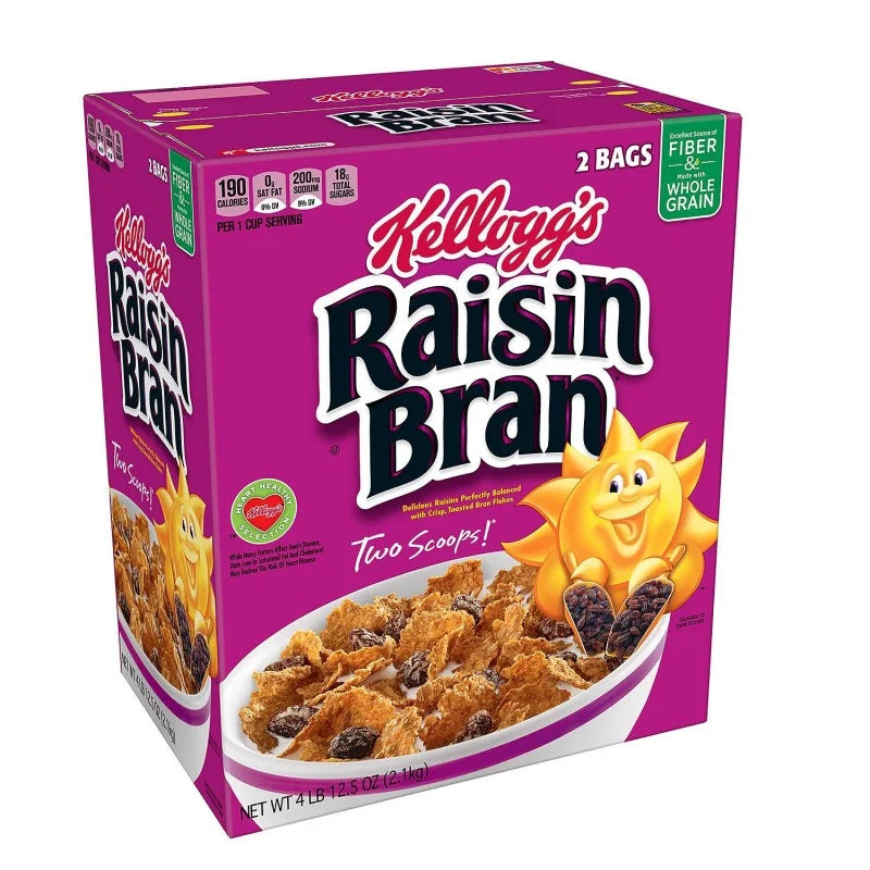 Kellogg's Raisin Bran Breakfast Cereal, 43.6 oz./2 bags
