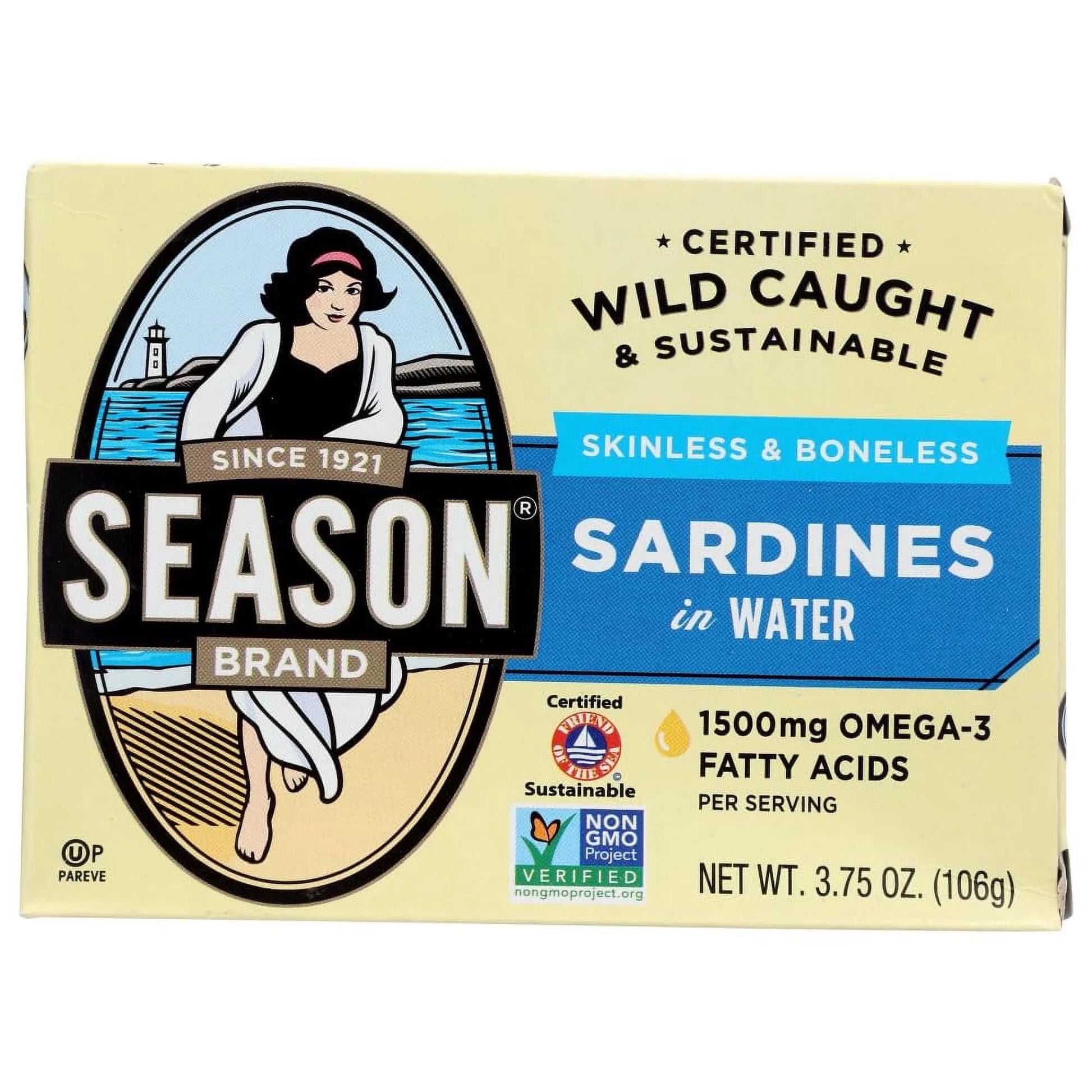 Season Wild Caught and Sustainable Sardines in Water, 12 pk./3.75 oz.