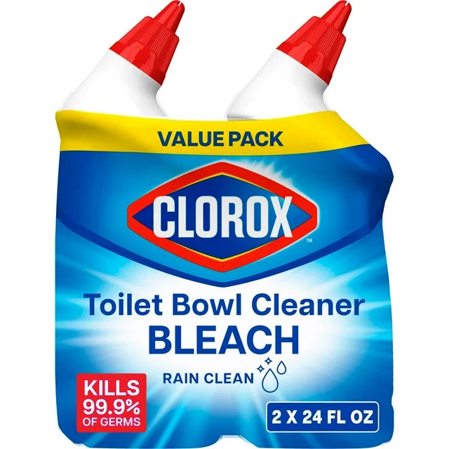 Clorox Toilet Bowl Cleaner w/Bleach, Rain Clean, 2 pk./24 fl. oz